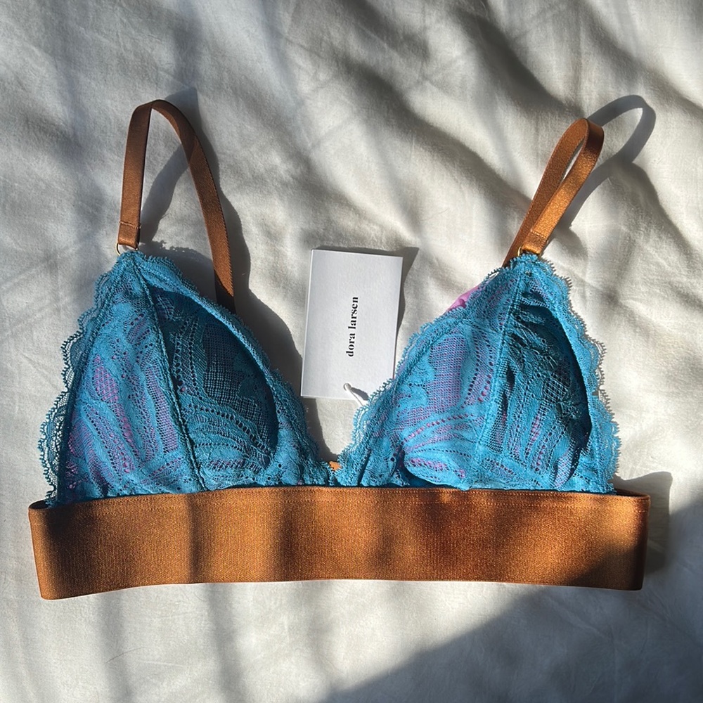 Free People, Dora Larsen NWT - Dorothee Lace Padded Triangle Bralette UK 10/US 6